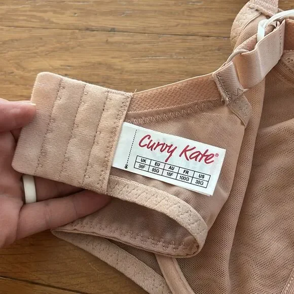 NEW Curvy Kate Eye Spy Balcony Bra 38F NWT Blush Pink Nude Sheer Large Bust - Picture 7 of 10